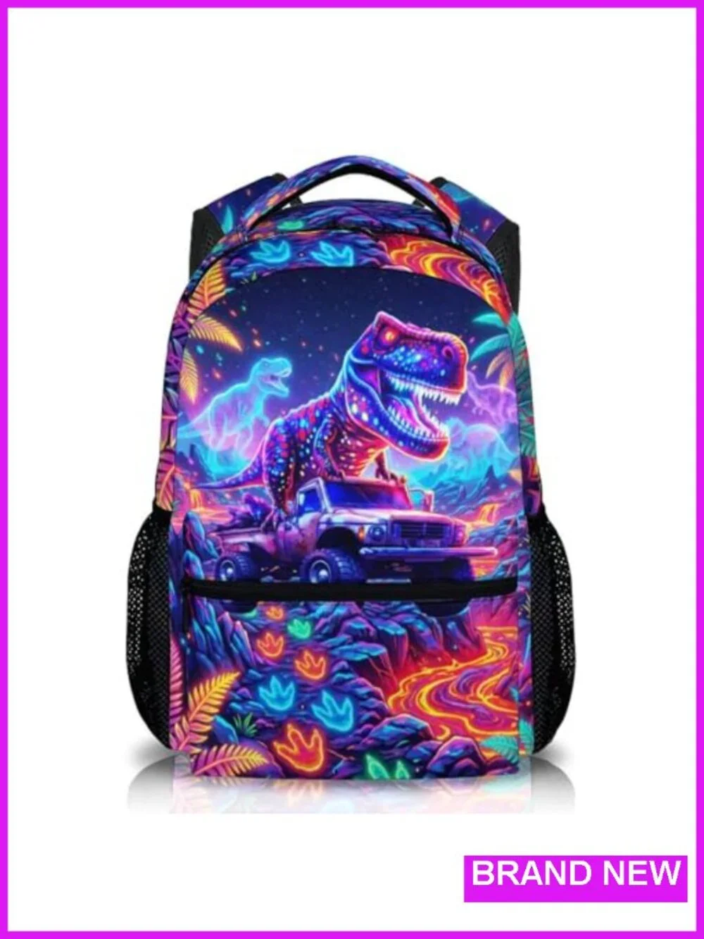 Dinosaur Backpack for Boys School Travel, Cool Truck Bookbag Kindergarten